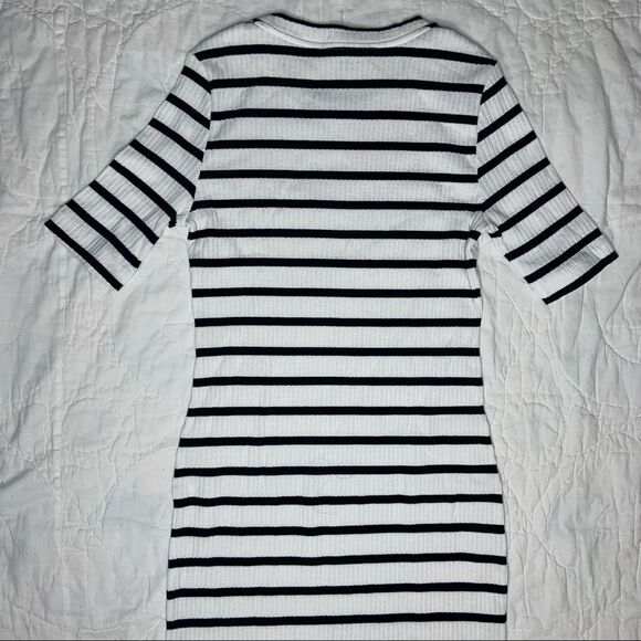 Sz XS Banana Republic White Striped Ribbed Dress - Picture 2 of 9